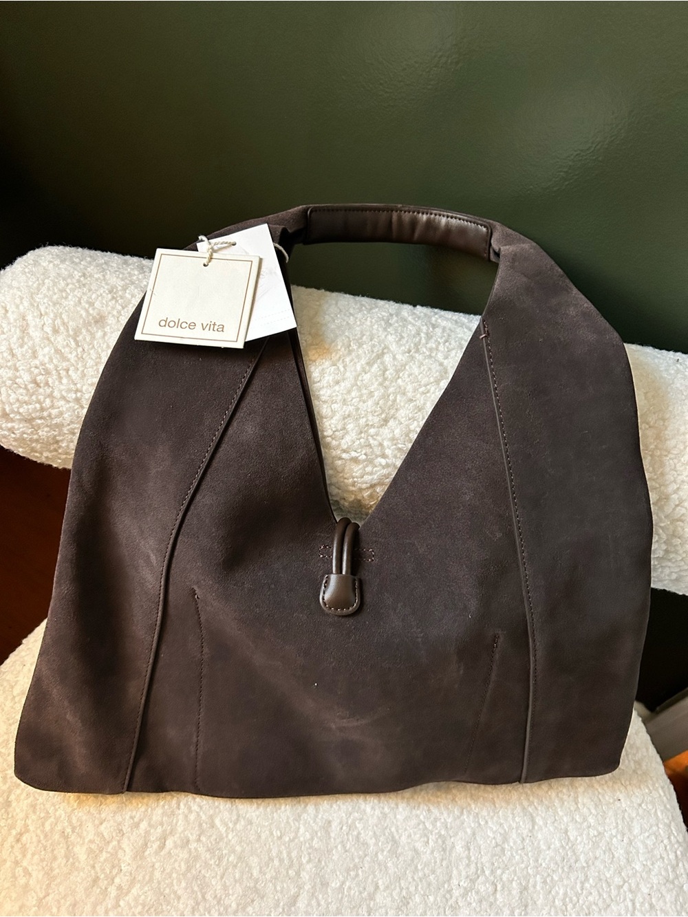 Dolce Vita Malin Brown Suede Hobo Bag with Gold Accent NWT - Picture 8 of 11